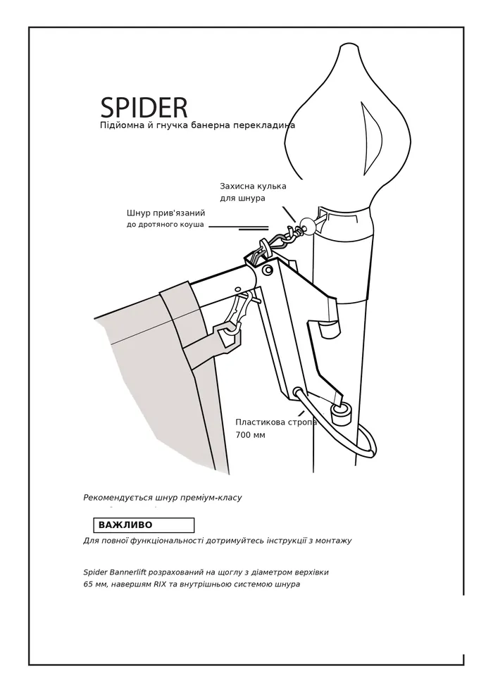Монтаж системи Банер-ліфт Spider